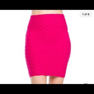 Sexy Pink Textured High waist Seamless Fitted Pencil Stretch Mini Skirt New OS